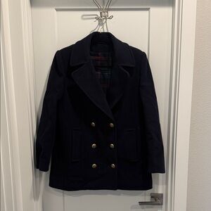 Classic Blue Double-Breasted Women's Coat